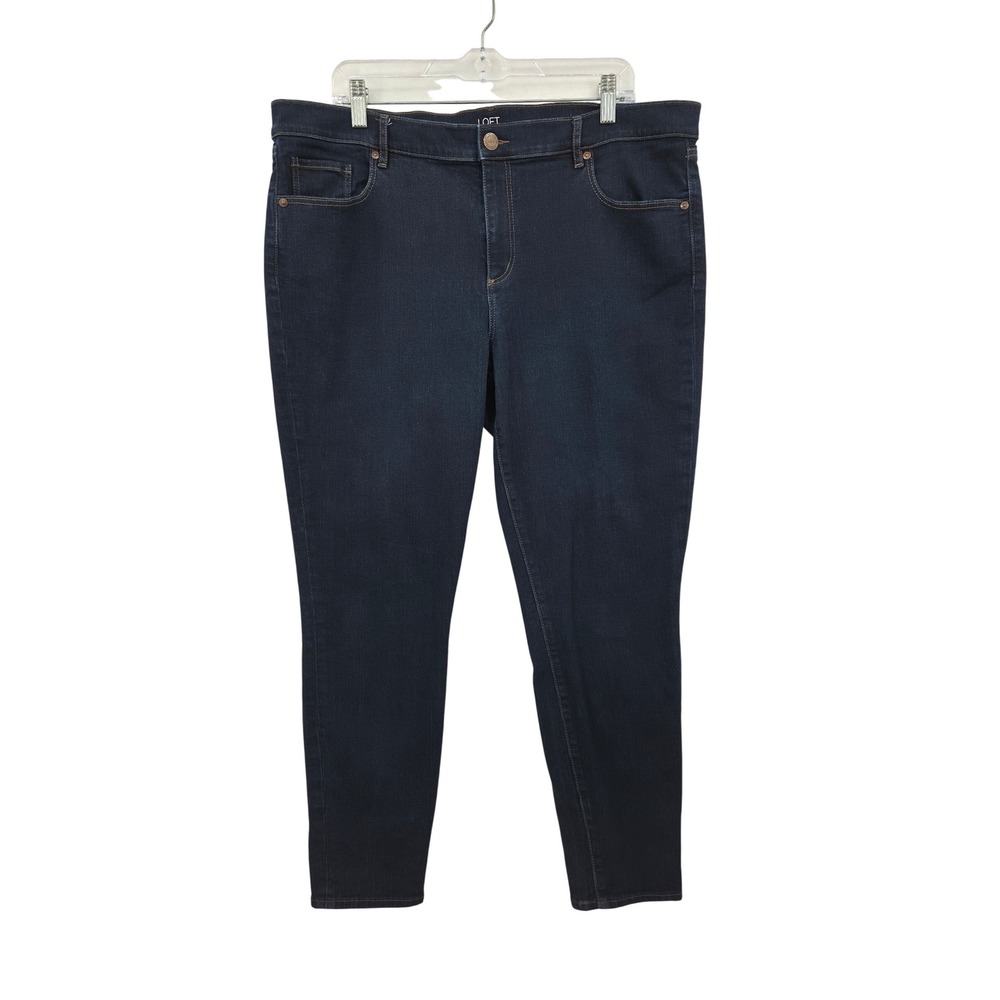 Loft Outlet Womens Dark Wash Denim Modern Skinny Ankle Jeans Stretch Size 16